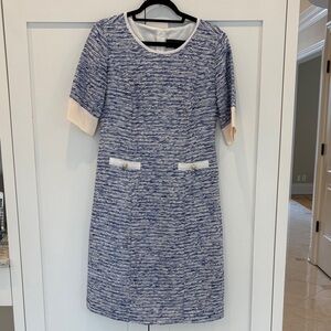 Nissa metallic tweed Blue and White Short Sleeve Dress